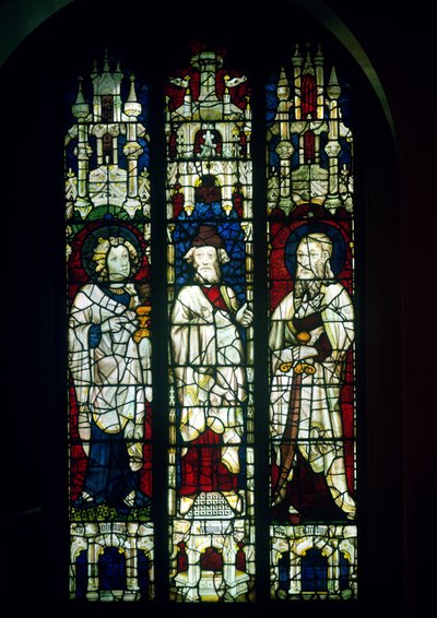 The Winchester window, depicting St. John the Evangelist, St. James the Less and the prophet Zephaniah, 1392 (stained glass) by English School